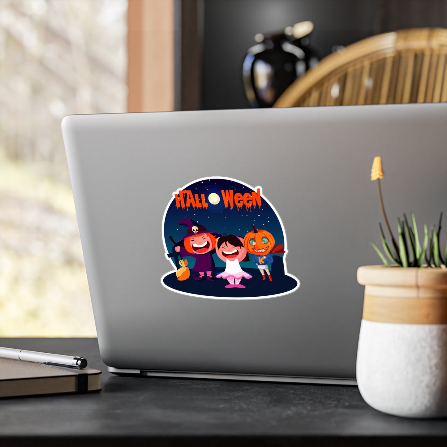 Halloween Kiss-Cut Vinyl Decals – Super kiddo wearing pumpkin