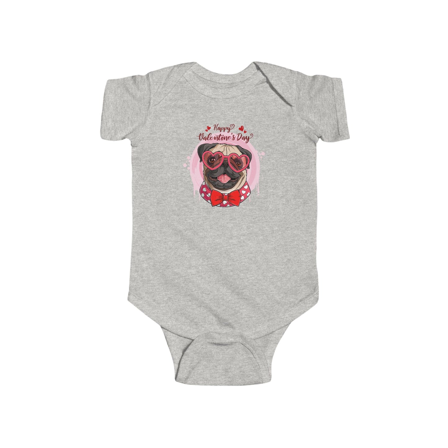 Infant Fine Jersey Bodysuit - Valentines -  Cute Pug - [[{"value":"Wonderwear Kid"}]]