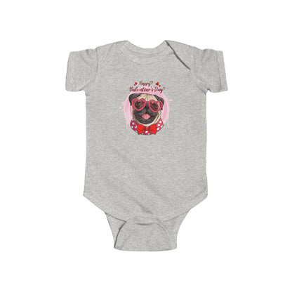 Infant Fine Jersey Bodysuit - Valentines -  Cute Pug - [[{"value":"Wonderwear Kid"}]]