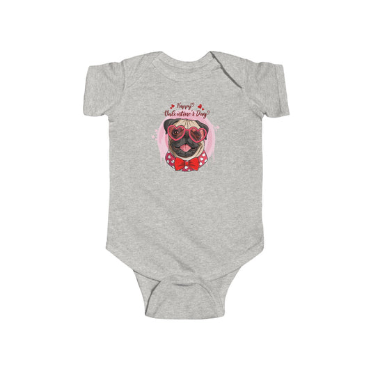 Infant Fine Jersey Bodysuit - Valentines -  Cute Pug - [[{"value":"Wonderwear Kid"}]]