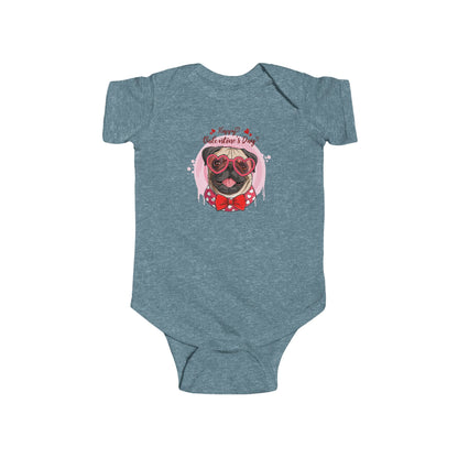 Infant Fine Jersey Bodysuit - Valentines -  Cute Pug - [[{"value":"Wonderwear Kid"}]]