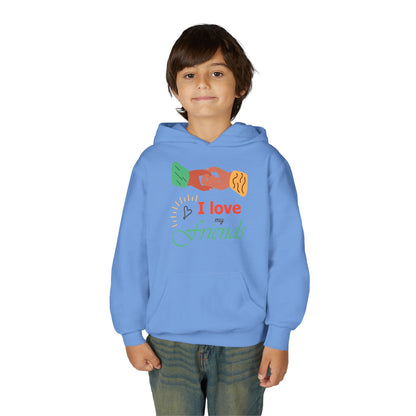 Youth Heavy Blend Hooded Sweatshirt - I love my friends Printify