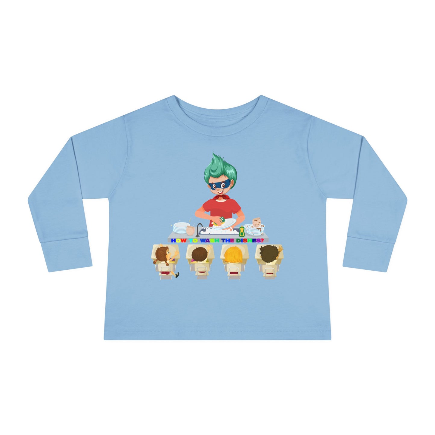 Toddler Long Sleeve Tee - Little kiddo teaching to wash dishes - [[{"value":"Wonderwear Kid"}]]