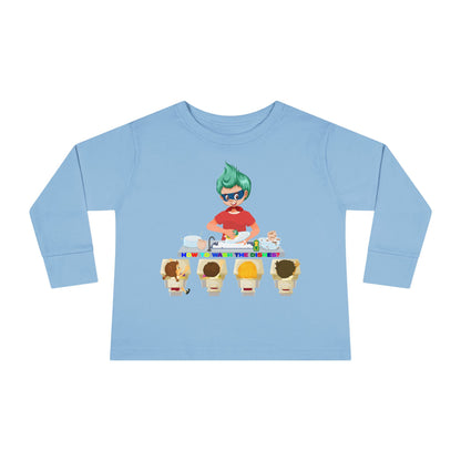 Toddler Long Sleeve Tee - Little kiddo teaching to wash dishes - [[{"value":"Wonderwear Kid"}]]