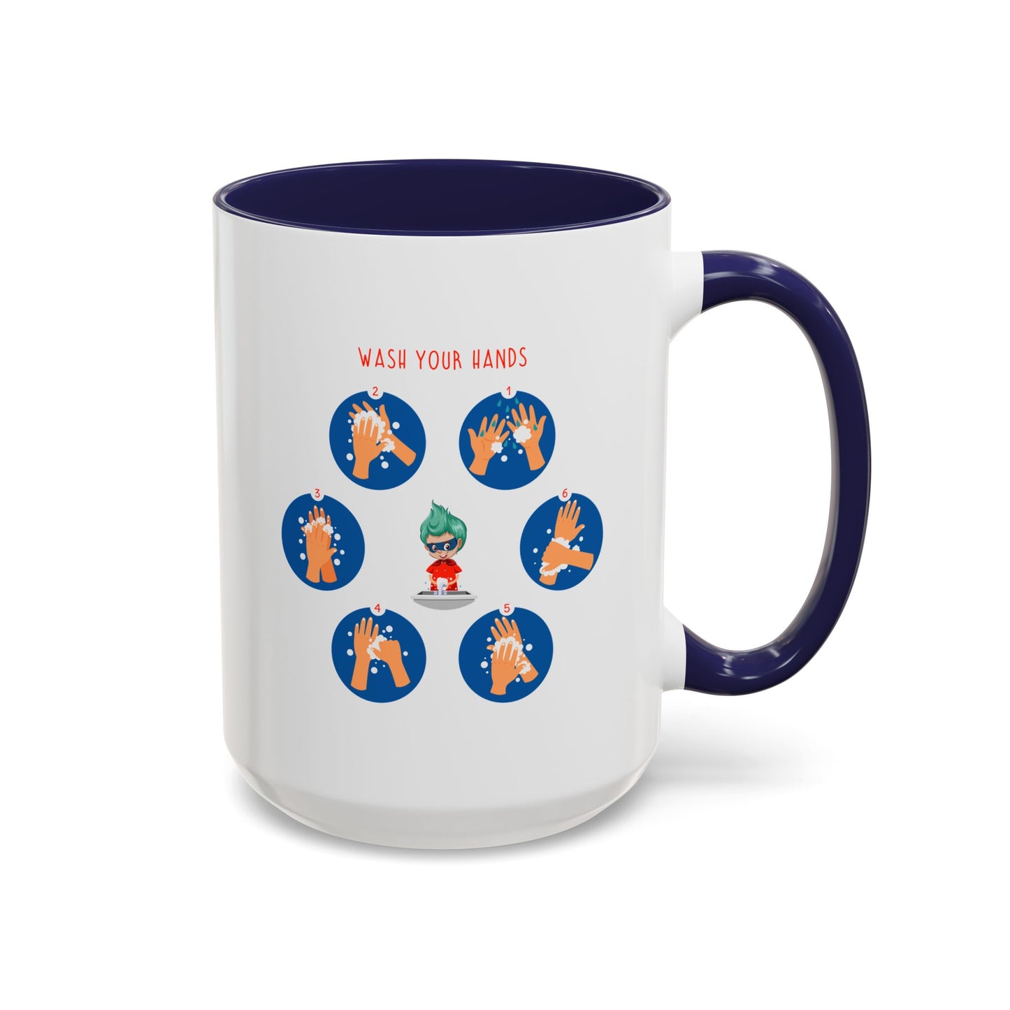 Accent Coffee Mug - Super kiddo teaching how to wash hands