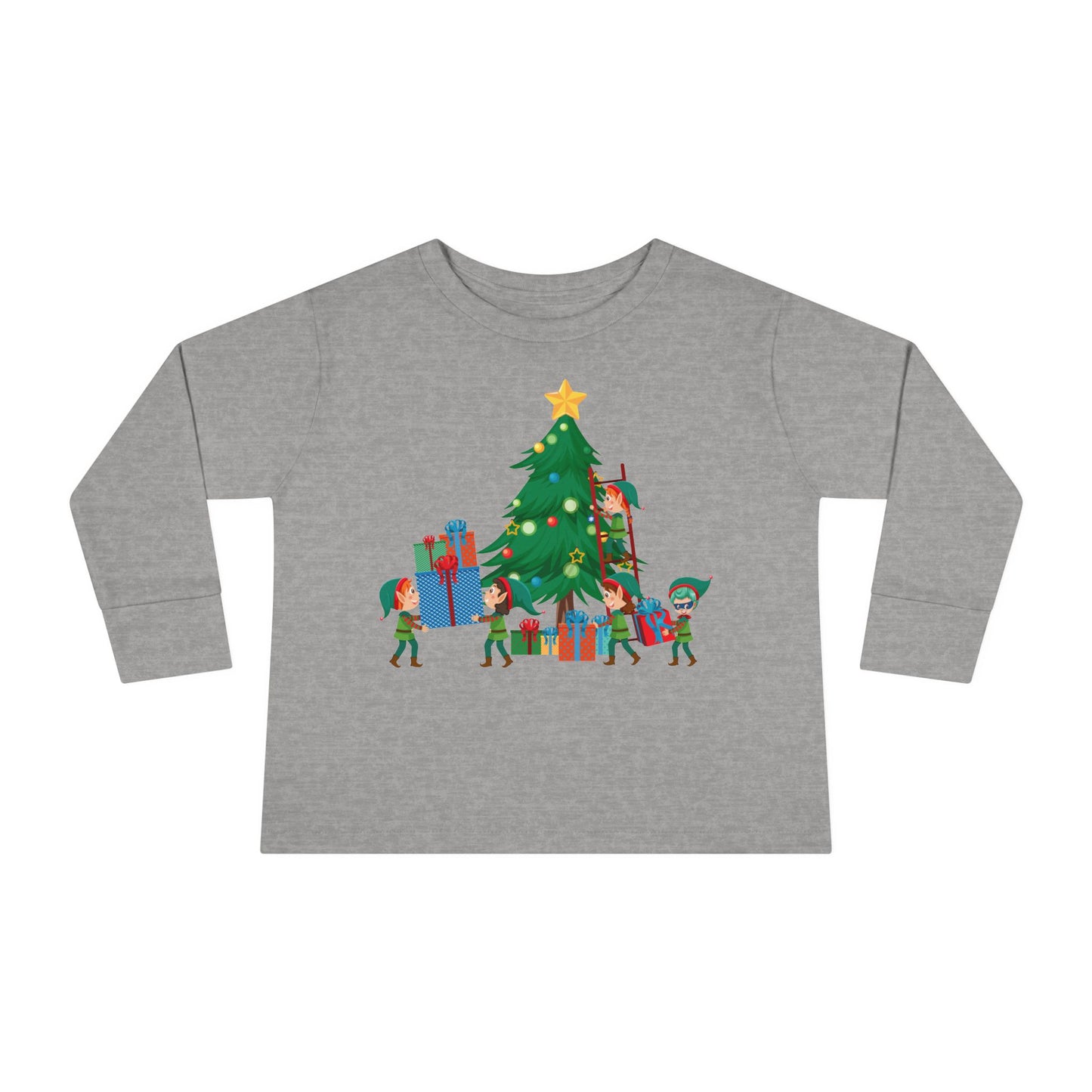 Toddler Long Sleeve Tee - Super kiddo putting gifts on christmas tree - [[{"value":"Wonderwear Kid"}]]