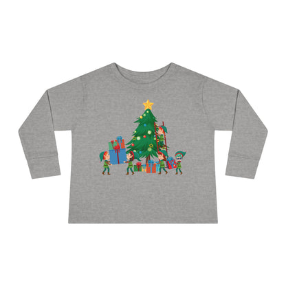 Toddler Long Sleeve Tee - Super kiddo putting gifts on christmas tree - [[{"value":"Wonderwear Kid"}]]
