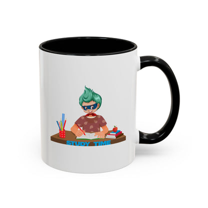 Accent Coffee Mug - Super kiddo studying - [[{"value":"Wonderwear Kid"}]]