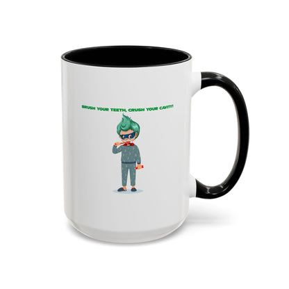 Accent Coffee Mug - Super kiddo brushing teeth - [[{"value":"Wonderwear Kid"}]]