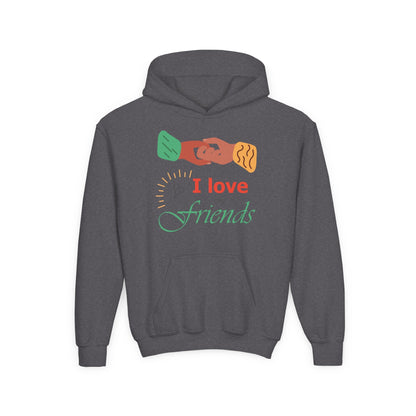 Youth Heavy Blend Hooded Sweatshirt - I love my friends Printify