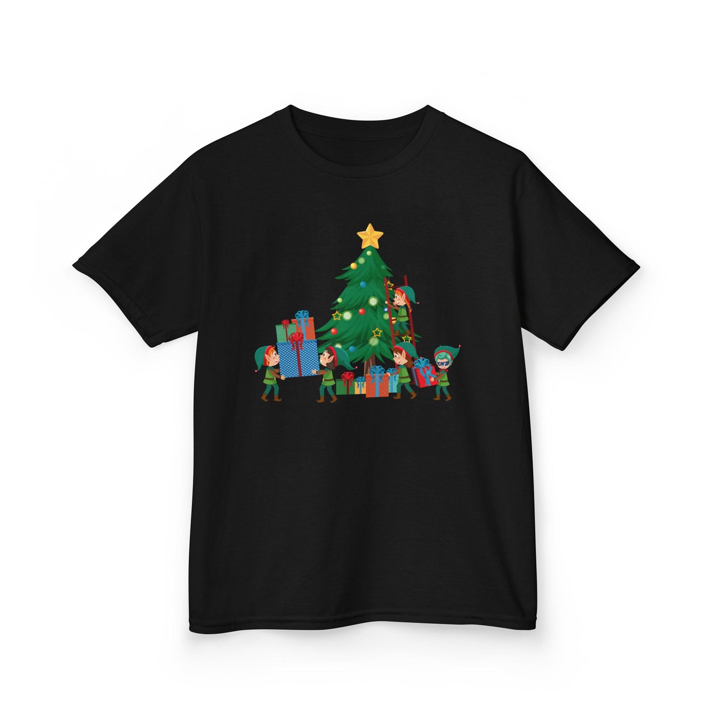 Kids Heavy Cotton™ Tee - Super kiddo putting gifts on christmas tree - [[{"value":"Wonderwear Kid"}]]