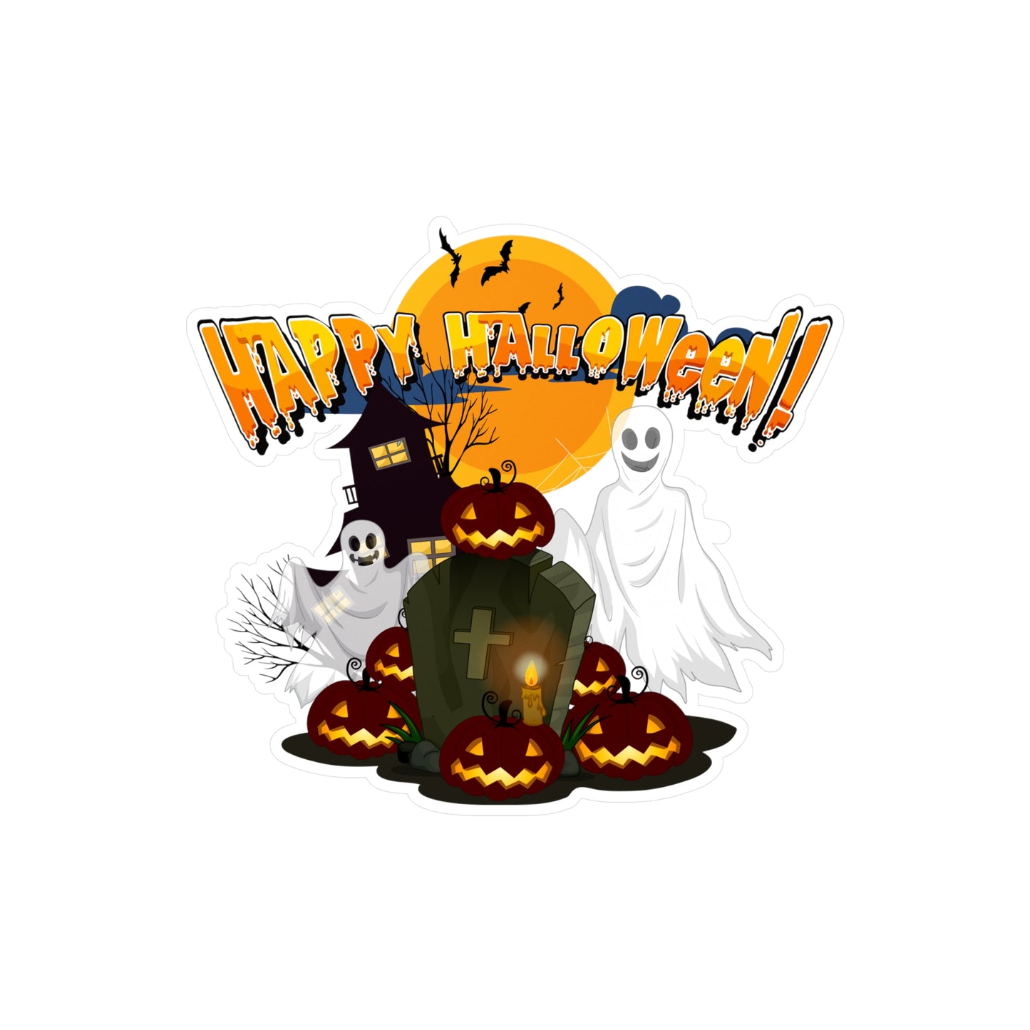 Halloween Kiss-Cut Vinyl Decals – Happy holloween - cemetery - [[{"value":"Wonderwear Kid"}]]