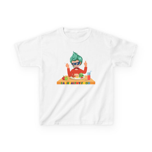 Kids Heavy Cotton™ Tee - Super kiddo eating healthy breafast - [[{"value":"Wonderwear Kid"}]]