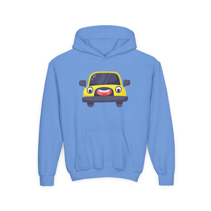 Kids Yellow Car Hoodie Printify