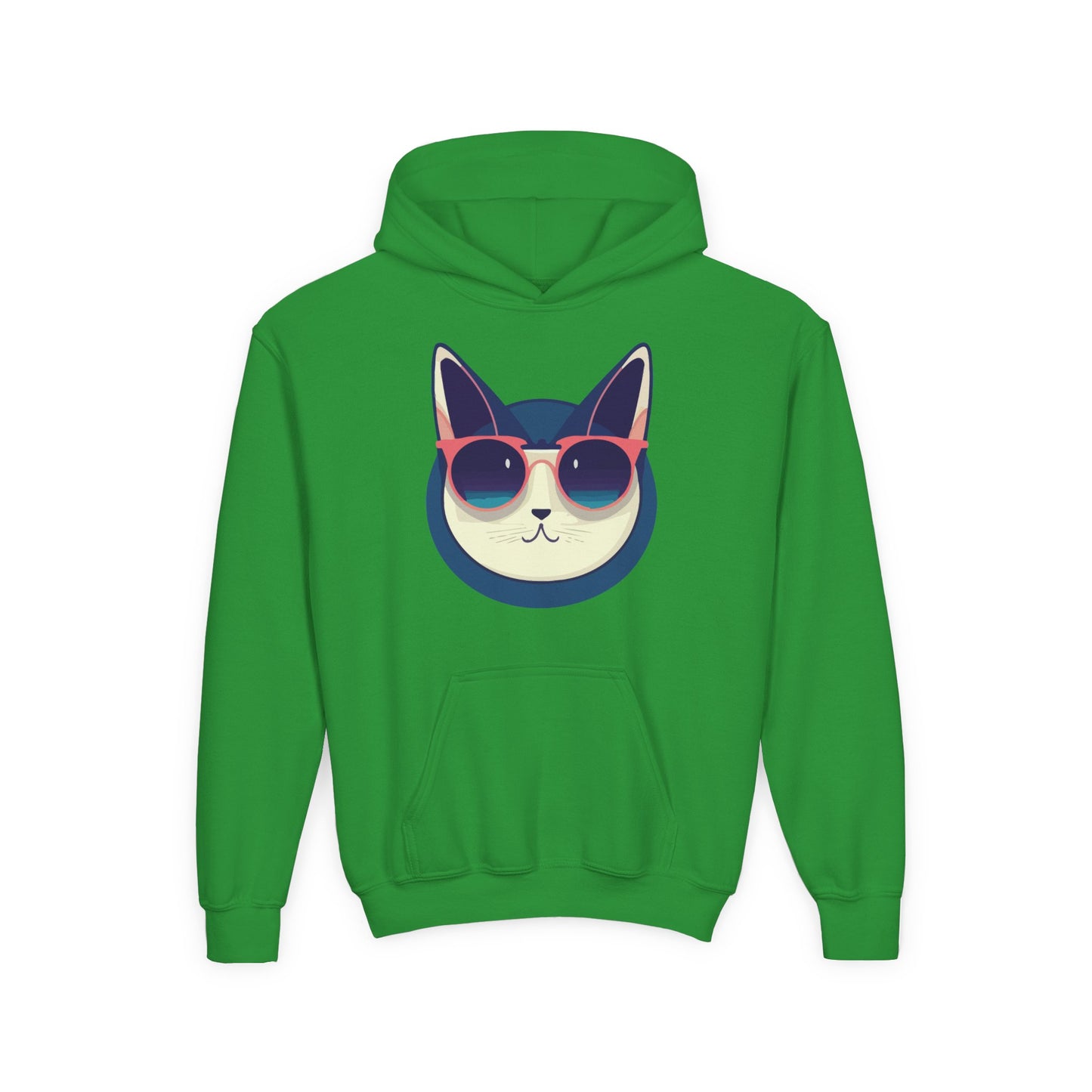 Youth Heavy Blend Hooded Sweatshirt - Cool Cat Sunglasses