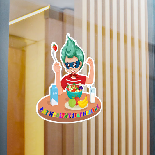 Halloween Kiss-Cut Vinyl Decals – super kiddo eating healthy food - [[{"value":"Wonderwear Kid"}]]