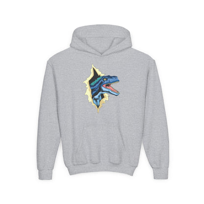 Youth Heavy Blend Hooded Sweatshirt -  Utah raptor dinosaur Printify
