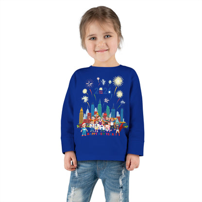 Toddler Long Sleeve Tee - Happy new year with fireworks - [[{"value":"Wonderwear Kid"}]]