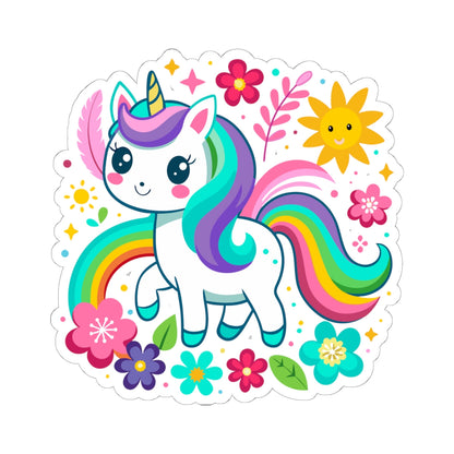 Kiss-cut Stickers - Unicorn with Flower Printify