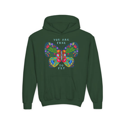 Youth Heavy Blend Hooded Sweatshirt - You are free to fly Printify