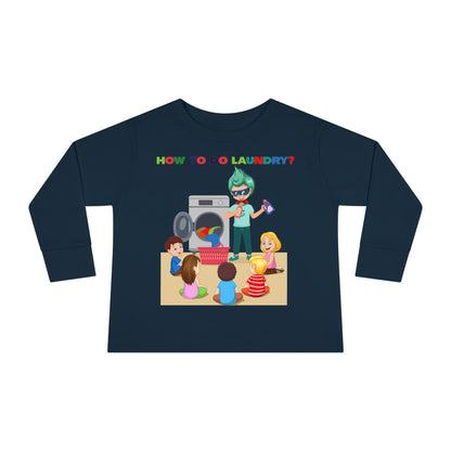 Toddler Long Sleeve Tee - super kiddo teaching laundry - [[{"value":"Wonderwear Kid"}]]