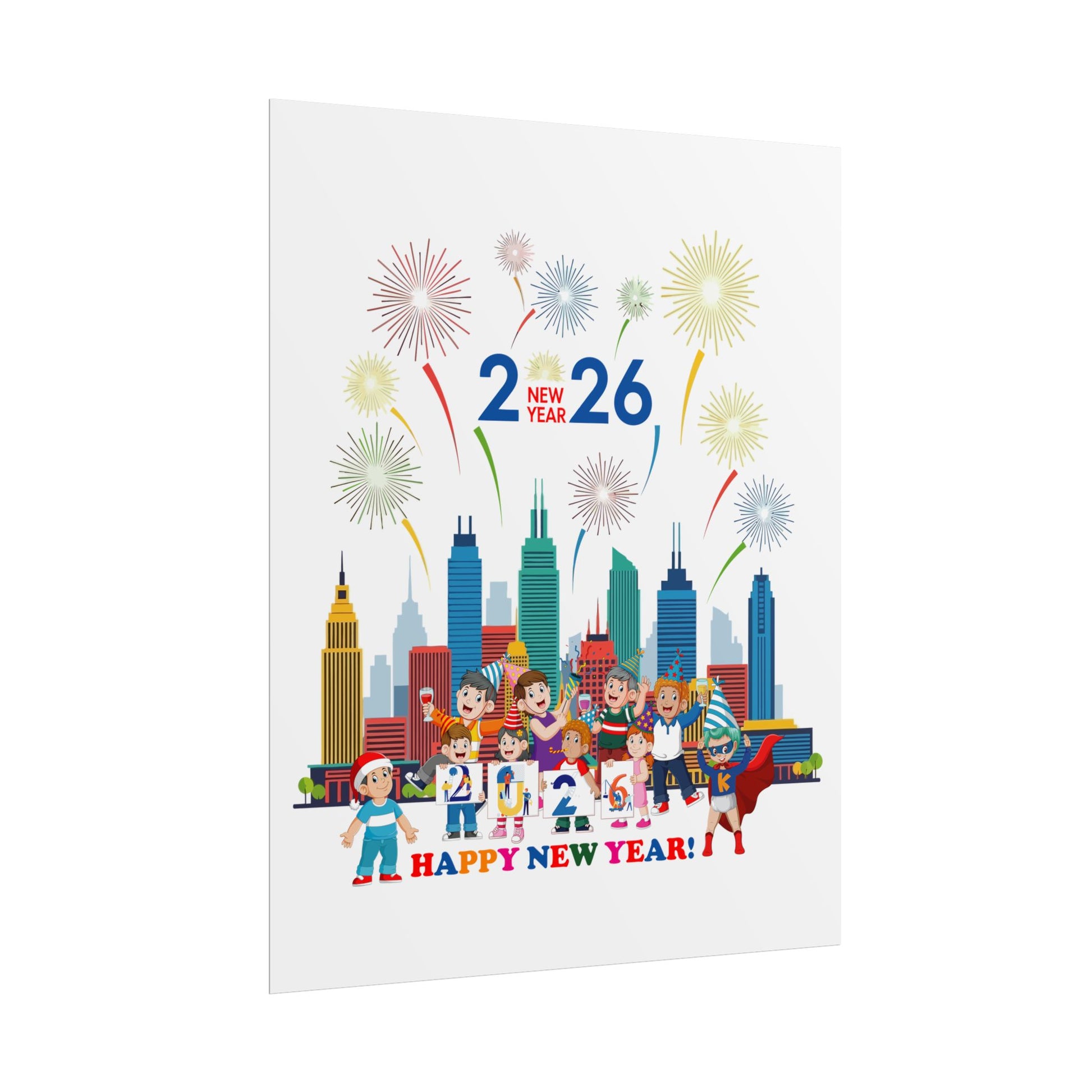Rolled Posters - Happy new year with fireworks - [[{"value":"Wonderwear Kid"}]]