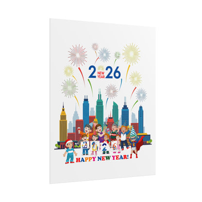 Rolled Posters - Happy new year with fireworks - [[{"value":"Wonderwear Kid"}]]