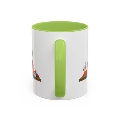 Accent Coffee Mug - Super kiddo studying - [[{"value":"Wonderwear Kid"}]]