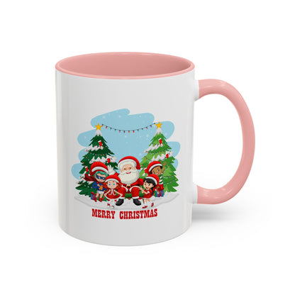 Accent Coffee Mug - Super kiddo with santa claus Merry christmas - [[{"value":"Wonderwear Kid"}]]