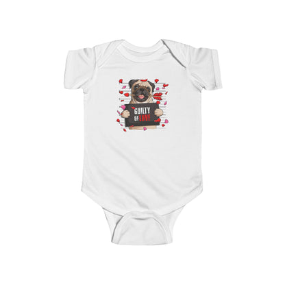 Infant Fine Jersey Bodysuit - Valentines -  Pug Guilty of love - [[{"value":"Wonderwear Kid"}]]
