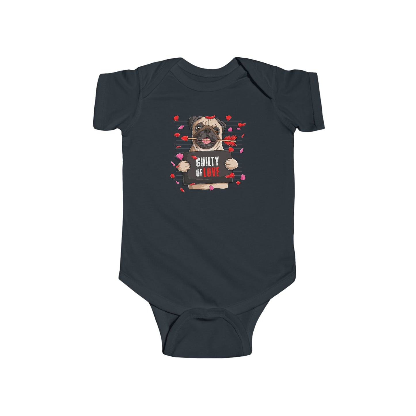 Infant Fine Jersey Bodysuit - Valentines -  Pug Guilty of love - [[{"value":"Wonderwear Kid"}]]