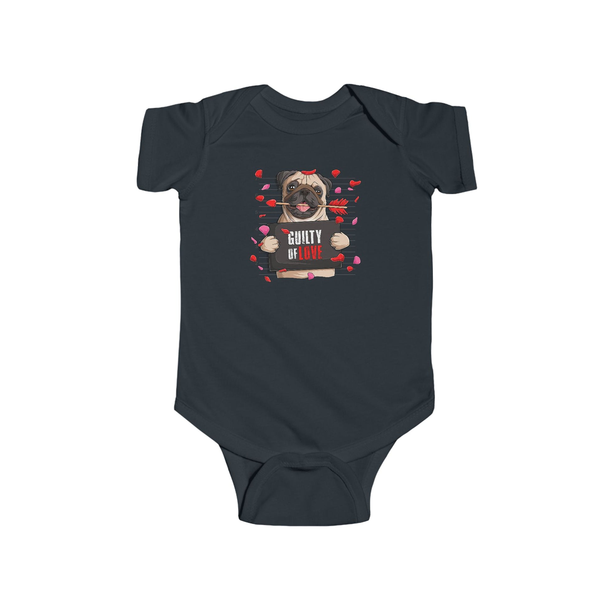 Infant Fine Jersey Bodysuit - Valentines -  Pug Guilty of love - [[{"value":"Wonderwear Kid"}]]