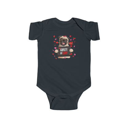 Infant Fine Jersey Bodysuit - Valentines -  Pug Guilty of love - [[{"value":"Wonderwear Kid"}]]