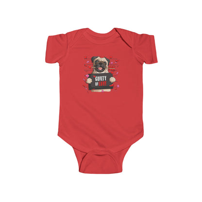Infant Fine Jersey Bodysuit - Valentines -  Pug Guilty of love - [[{"value":"Wonderwear Kid"}]]