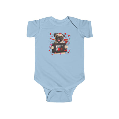Infant Fine Jersey Bodysuit - Valentines -  Pug Guilty of love - [[{"value":"Wonderwear Kid"}]]