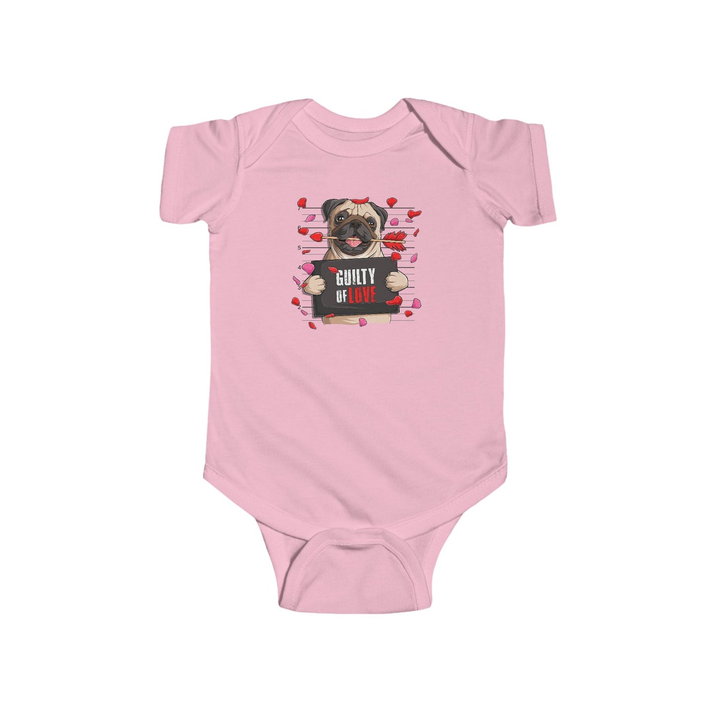 Infant Fine Jersey Bodysuit - Valentines -  Pug Guilty of love - [[{"value":"Wonderwear Kid"}]]