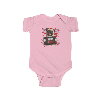 Infant Fine Jersey Bodysuit - Valentines -  Pug Guilty of love - [[{"value":"Wonderwear Kid"}]]