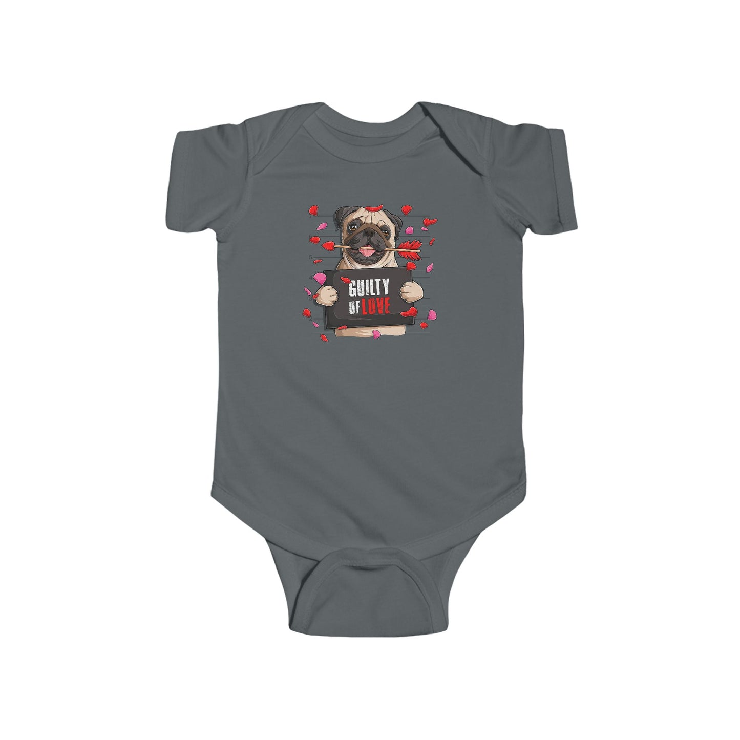 Infant Fine Jersey Bodysuit - Valentines -  Pug Guilty of love - [[{"value":"Wonderwear Kid"}]]