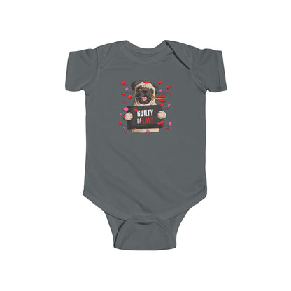 Infant Fine Jersey Bodysuit - Valentines -  Pug Guilty of love - [[{"value":"Wonderwear Kid"}]]