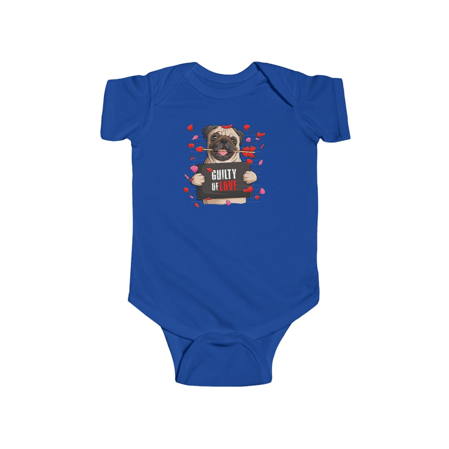 Infant Fine Jersey Bodysuit - Valentines -  Pug Guilty of love - [[{"value":"Wonderwear Kid"}]]