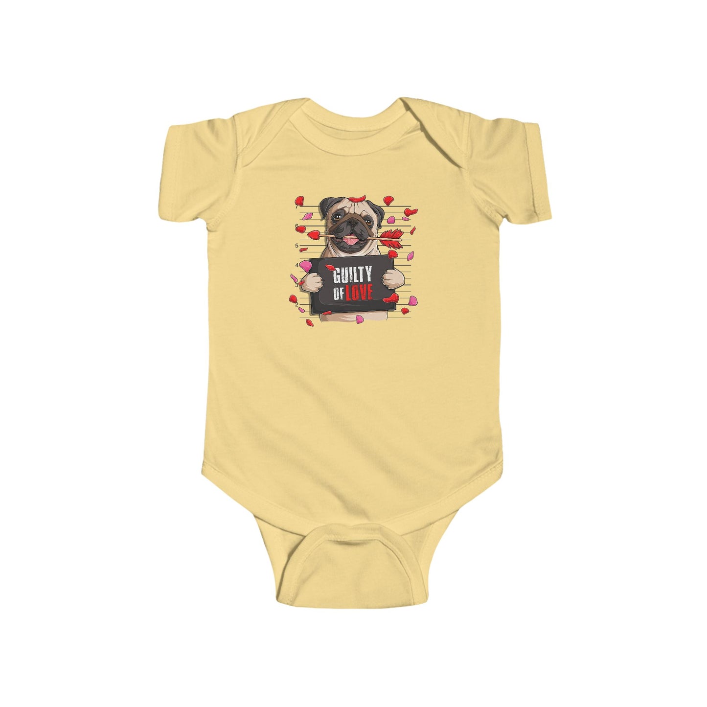 Infant Fine Jersey Bodysuit - Valentines -  Pug Guilty of love - [[{"value":"Wonderwear Kid"}]]