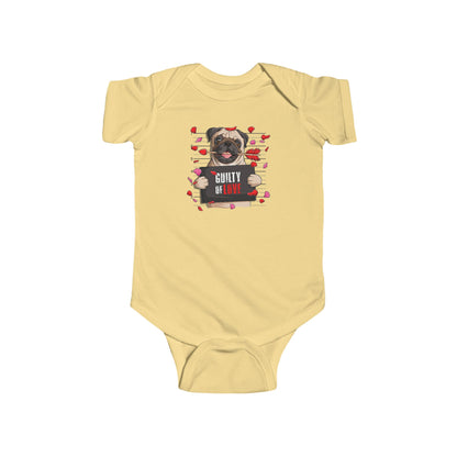 Infant Fine Jersey Bodysuit - Valentines -  Pug Guilty of love - [[{"value":"Wonderwear Kid"}]]