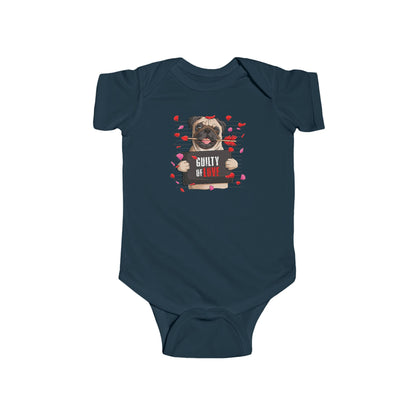 Infant Fine Jersey Bodysuit - Valentines -  Pug Guilty of love - [[{"value":"Wonderwear Kid"}]]