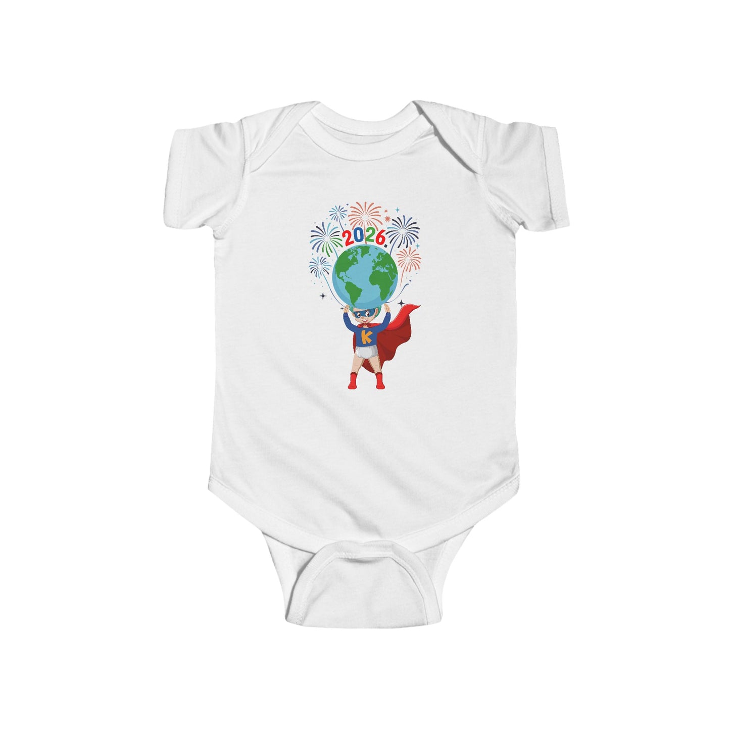 Infant Bodysuit - Super kiddo holding globe - [[{"value":"Wonderwear Kid"}]]