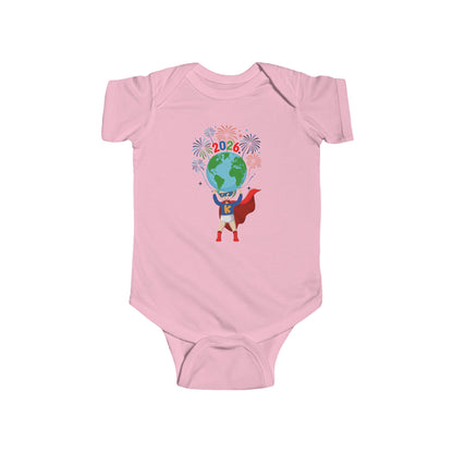 Infant Bodysuit - Super kiddo holding globe - [[{"value":"Wonderwear Kid"}]]