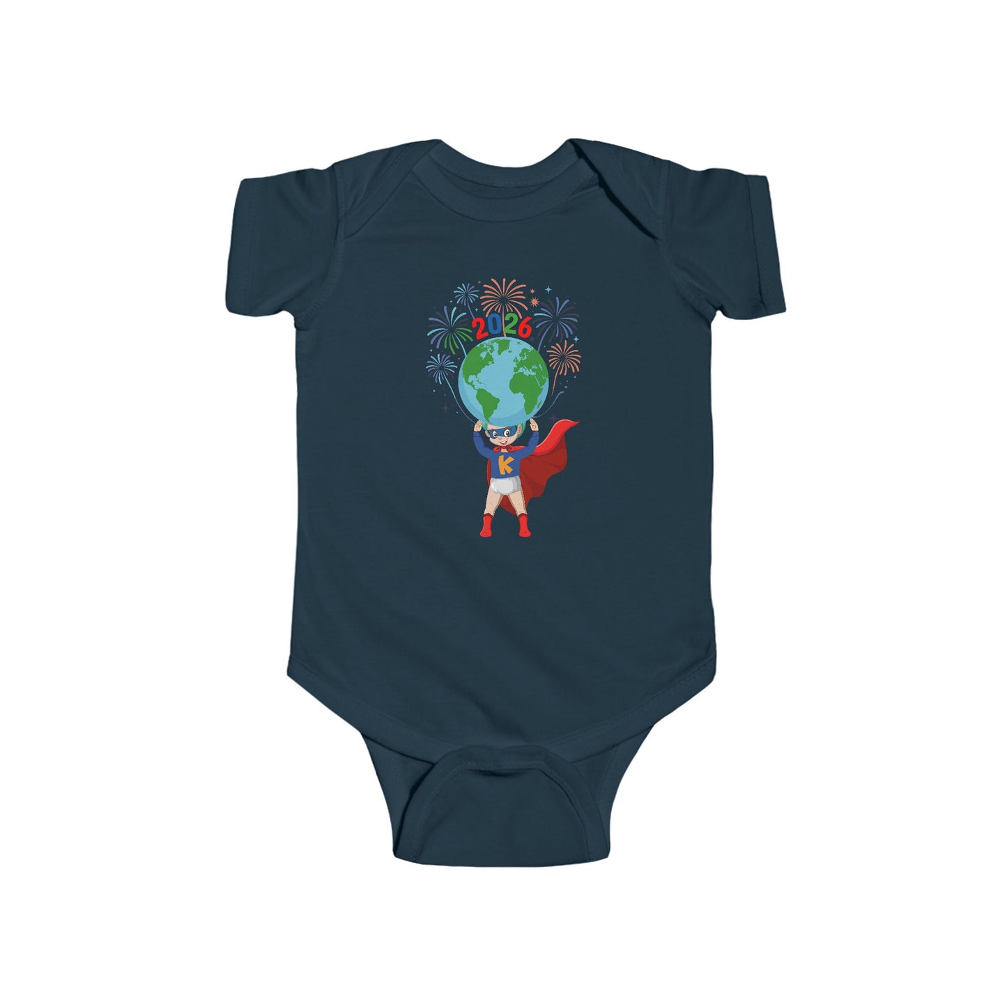 Infant Bodysuit - Super kiddo holding globe - [[{"value":"Wonderwear Kid"}]]