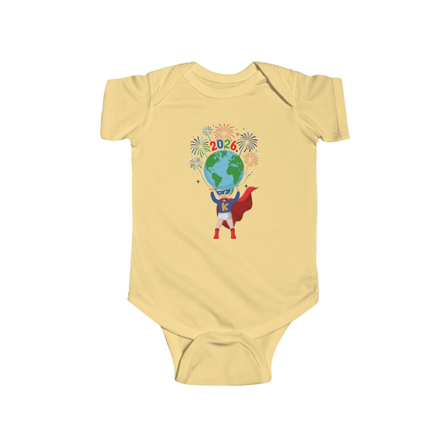 Infant Bodysuit - Super kiddo holding globe - [[{"value":"Wonderwear Kid"}]]