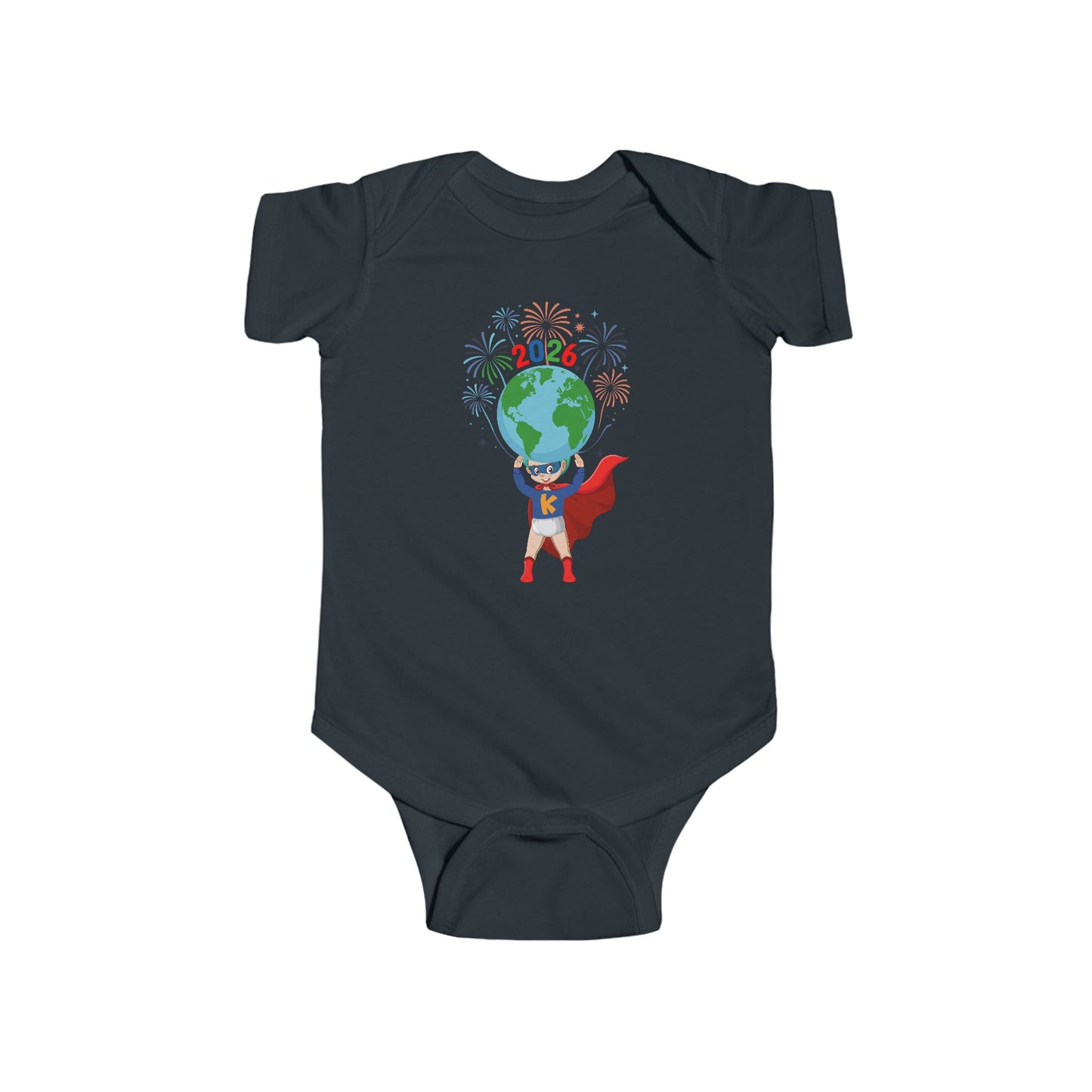 Infant Bodysuit - Super kiddo holding globe - [[{"value":"Wonderwear Kid"}]]
