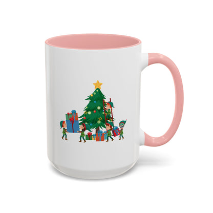 Accent Coffee Mug - Super kiddo putting gifts on christmas tree - [[{"value":"Wonderwear Kid"}]]
