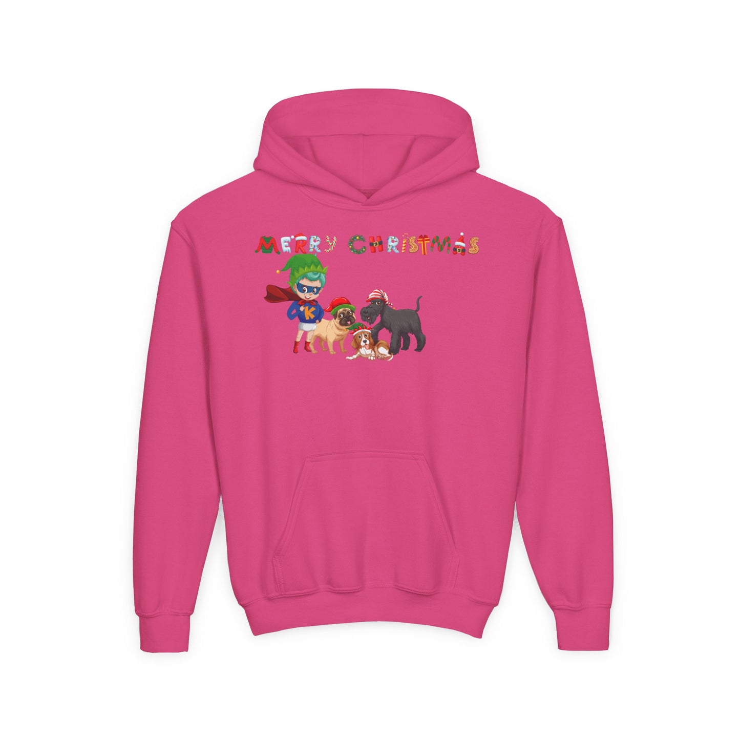 Youth Heavy Blend Hooded Sweatshirt - Super kiddo woith pet friends